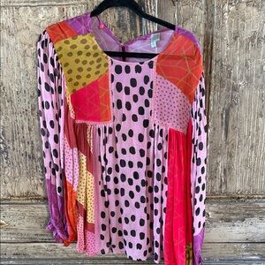 Anthropologie Multicolor Patchwork Blouse
